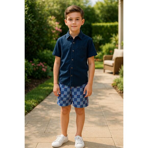 NWT Boys Sovereign Code Shorts Blue Checkered 12 *Flaw - Picture 2 of 10